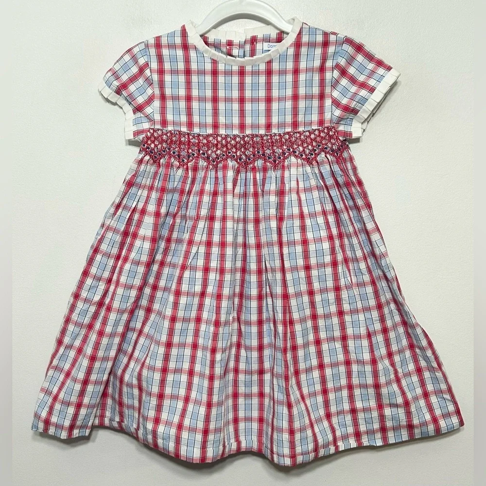 Dombi Smocked Plaid Dress